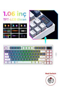 Gamenote Kb884L Rgb Mekanik Türkçe Klavye 1.06inç Tft-lcd Ekran - Red Switch ürün fotoğrafı