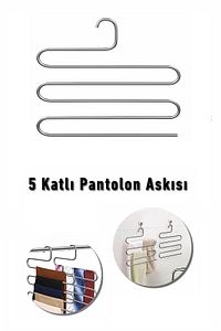 Metalik Dolap Içi Akıllı Krom Askı Pantolon Askısı 5 Katlı ürün fotoğrafı