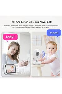 Lcd Ekranlı Gece Görüşlü Bebek Monitörü Bebek İzleme Kamerası Oda Sıcaklığı Kontrollü 8 Ninnili ürün fotoğrafı