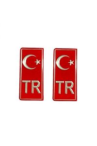 Tr Plaka Krom Sticker 2'li - Türkiye Plaka Krom Stıcker - Türkiye Plakalık Krom ürün fotoğrafı