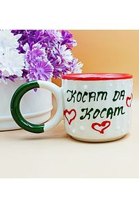 2 'li Kocamda Kocam Karımda Karım Yazılı El Yapımı Seramik Mug Bardak-150 Ml-hediyelik Fincan ürün fotoğrafı