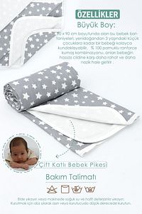 Ortopedik Bebek Puset Minderi, Örtü, Çarşaf, Bebek Pikesi, Emzirme Önlüğü, 5'li Set, Stars Serisi ürün fotoğrafı