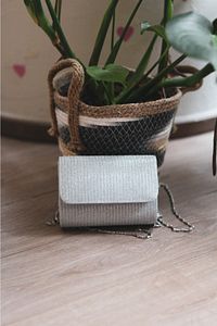 Kadın Gümüş Mini Portföy Abiye Çanta ürün fotoğrafı