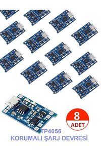 Tp4056 Mikro Usb 18650 Lityum Pil Şarj Devresi + Bms Koruma Özellik Powerbank Şarj Modülü 8 Adet ürün fotoğrafı