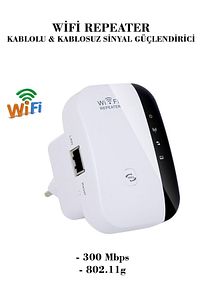 Wifi Repeater Sinyal Güçlendirici Access Point 300mbps Kablosuz Kolay Kurulum Repeater Access Point ürün fotoğrafı