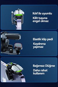Black Pro X1 E-spor Oyun Tetikleri Pubg  Tuşu  Uyumlu (6 Parmak) ürün fotoğrafı
