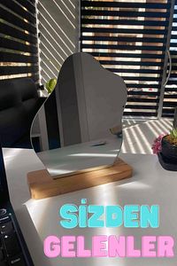 Düzensiz Estetik Asimetrik Ahşap Makyaj Aynası Çerçevesiz, Dekoratif Masa Oturma Odası, 25x20 Cm ürün fotoğrafı