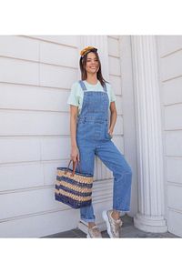 Kot Tulum Bahçıvan Salopet Açık Mavi Uzun Denim Salopet ürün fotoğrafı
