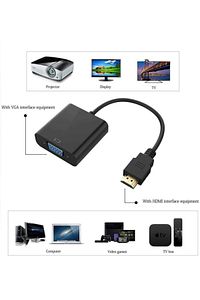 Tablet Projeksiyon Notebook Uyumlu Hdmi To Vga Kablo Siyah ürün fotoğrafı
