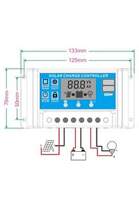 30a Güneş Solar Paneli Akü Şarj Kontrol Cihazı 12v-24v Kontrol Cihazı Akü Şarj Regülatör ürün fotoğrafı