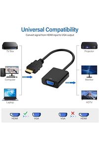 Tablet Projeksiyon Notebook Uyumlu Hdmi To Vga Kablo Siyah ürün fotoğrafı