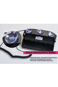S6 Polis Çakar Lamba Cam Içi Vantuzlu 6 Led Kırmızı Mavi Çakmaklık Girişli 12 Mod Polis Lamba ürün fotoğrafı