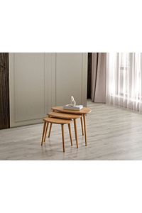 Masif Doğal Ahşap Zigon Sehpa 3'lü Set, Modern Masif Yan Sehpa ürün fotoğrafı