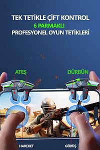 Black Pro X1 E-spor Oyun Tetikleri Pubg  Tuşu  Uyumlu (6 Parmak) ürün fotoğrafı
