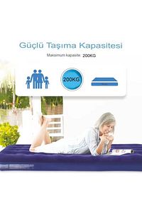 Tek Kişilik Mavi Şişme Yatak  Kamp Yatağı 183x76x23cm Ev Kamp Yatağı 183X76X23cm Pompa dahil değild ürün fotoğrafı