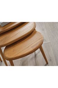 Masif Doğal Ahşap Zigon Sehpa 3'lü Set, Modern Masif Yan Sehpa ürün fotoğrafı