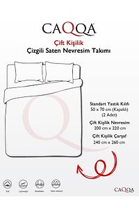 Çift Kişilik Çizgili Saten Otel Nevresim Takımı ürün fotoğrafı