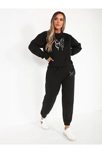 Eşofman Takımı Sweatshirt Jogger - Baskılı Oversize Şardonlu Kapüşonlu ürün fotoğrafı