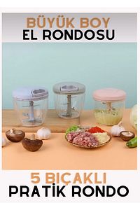 5 Bıçaklı Büyük Boy İpli El Rondosu Pratik Doğrayıcı | Chopper 5 Bıçaklı Çek Bırak El Rondosu 1000ml ürün fotoğrafı