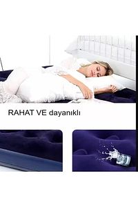 Tek Kişilik Mavi Şişme Yatak  Kamp Yatağı 183x76x23cm Ev Kamp Yatağı 183X76X23cm Pompa dahil değild ürün fotoğrafı