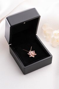 925 Ayar Gümüş Işıklı Kutuda Pembe Lotus Çiçeği Kolye ürün fotoğrafı