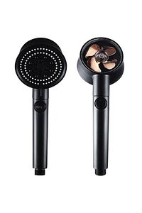 Turbo Fan Pervaneli 5 Fonksiyonlu Star Stop Su Tasarruflu Duş Başlığı Pervaneli Turbo El Duşu Siyah ürün fotoğrafı