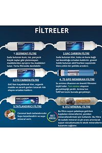 13 Aşamalı 8 Lt Çelik Tanklı Pompasız Multimineralli Su Arıtma Cihazı Premium Seri ürün fotoğrafı