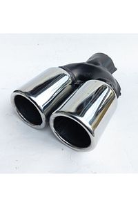 60 Mm. Krom Düz Eşit (DUAL) Çift Çıkışlı Paslanmaz Egzoz Eksoz Ucu ürün fotoğrafı