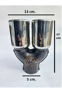 60 Mm. Krom Düz Eşit (DUAL) Çift Çıkışlı Paslanmaz Egzoz Eksoz Ucu ürün fotoğrafı