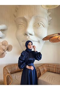 CİNDY LACİVERT TESETTÜR ABİYE ürün fotoğrafı