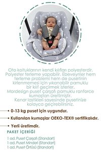 %100 Pamuk Kumaşlı, Ortopedik Bel Destekli Puset Minderi, Örtü Ve Çarşaf 3' Lü Set, Stars Serisi ürün fotoğrafı
