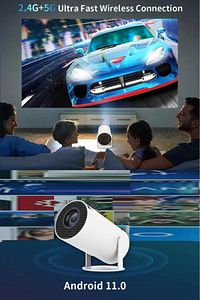 Hy300 Pro Taşınabilir Sinema Projeksiyon 720p Ev Sineması Bluetooth Android 11 Akıllı Projektör ürün fotoğrafı