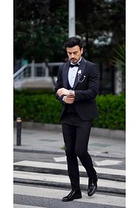 Damatlık Takım Elbise Smokin Siyah Slim Fit Full Set ürün fotoğrafı