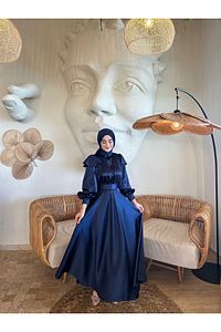 CİNDY LACİVERT TESETTÜR ABİYE ürün fotoğrafı