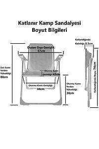 Natura 2 Adet Kamp Sandalyesi Katlanır Piknik Sandalye Dikdörtgen Bardaklıklı Gri ürün fotoğrafı