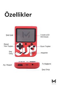 SUP Çift Kol 400 Nostalji Oyunlu Mini Atari Gameboy&Gamebox Oyun Konsolu Gameboy Atari Nintendo 3DS ürün fotoğrafı