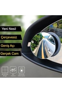 Oto Kör Nokta Aynası Gerçek Ayna Yuvarlak 55 Mm Oynar 2 Adet Yüksek Kalite Ve Ince Tasarım Dışbükey ürün fotoğrafı