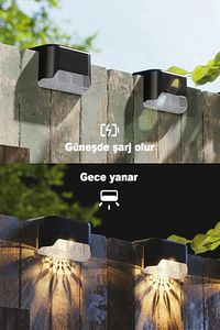 1 Adet Solar Güneş Enerjili Köşebent Merdiven Veranda Bahçe Led Lamba Tekli Dekor Bahçe Aydınlatma ürün fotoğrafı