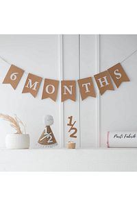 Yarım Yaş 6 Months 3 Lü Kraft Kırlangıç Bayraklı Set Hasır Şapka Pasta Süsü ürün fotoğrafı