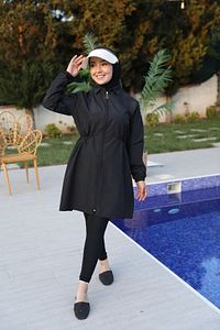 The Best 90 Cm Siyah Tesettür Mayo 2'li Set ürün fotoğrafı