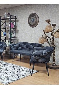 Siyah Boyalı - Füme Döşeme | Balon Çay Seti | Balkon Koltuk | Berjer | Balkon Çay Seti ürün fotoğrafı