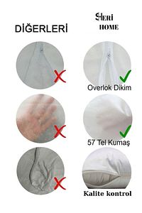 Pamuklu 50x70 Beyaz Iç Astar, Fermuarlı Yastık Kılıfı, 10'lu Yastık Şiltesi ürün fotoğrafı