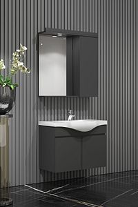 Yıldız 55 Cm Banyo Dolabı Takımı Antrasit Gri Mat Renkli Mdf Seramik Lavabolu Asma Dolap ürün fotoğrafı