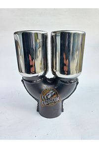 60 Mm. Krom Düz Eşit (DUAL) Çift Çıkışlı Paslanmaz Egzoz Eksoz Ucu ürün fotoğrafı
