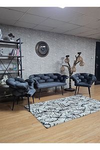 Siyah Boyalı - Füme Döşeme | Balon Çay Seti | Balkon Koltuk | Berjer | Balkon Çay Seti ürün fotoğrafı