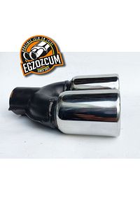 60 Mm. Krom Düz Eşit (DUAL) Çift Çıkışlı Paslanmaz Egzoz Eksoz Ucu ürün fotoğrafı