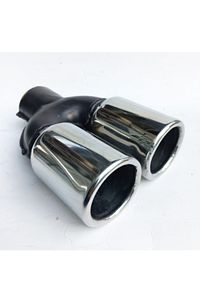 60 Mm. Krom Düz Eşit (DUAL) Çift Çıkışlı Paslanmaz Egzoz Eksoz Ucu ürün fotoğrafı