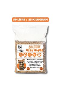 %100 Doğal Çam Peleti Kedi Kumu 50lt (25 KG) Tozsuz Çuval Gönderi (SOBA İÇİN UYGUNDUR) ürün fotoğrafı
