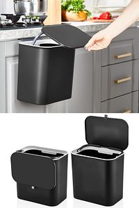 15 Litre Fonksiyonel Kapaklı Banyo Ve Mutfak Tezgahüstü Çöp Kovası Dolap Ve Duvar Aparatlı 15 Lt ürün fotoğrafı