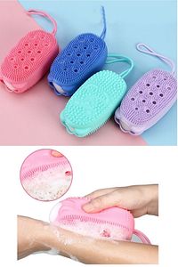 Banyo Hamam Lifi Silikon Sünger Hazneli Vücut Kesesi Masajlı Yumuşak Duş Lifi Banyo Kesesi ürün fotoğrafı